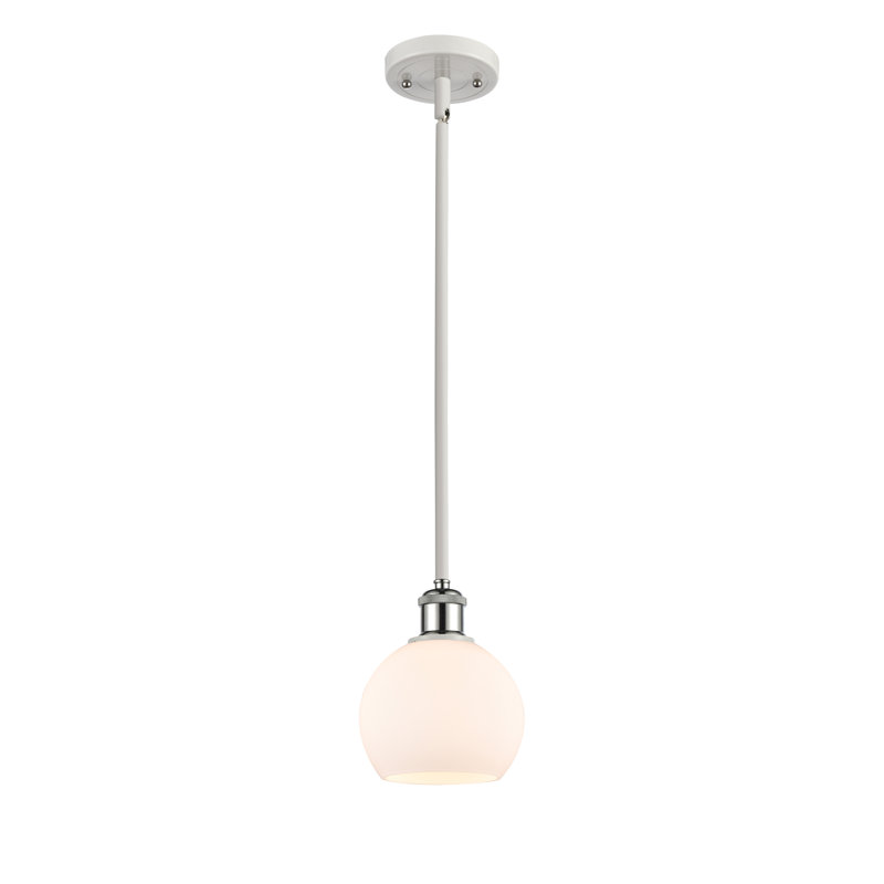 Luminaire suspendu sphère 1 lumière Cindi, Blanc, H 7,88 po x l 6 po x P 6 po, Blanc / chrome poli