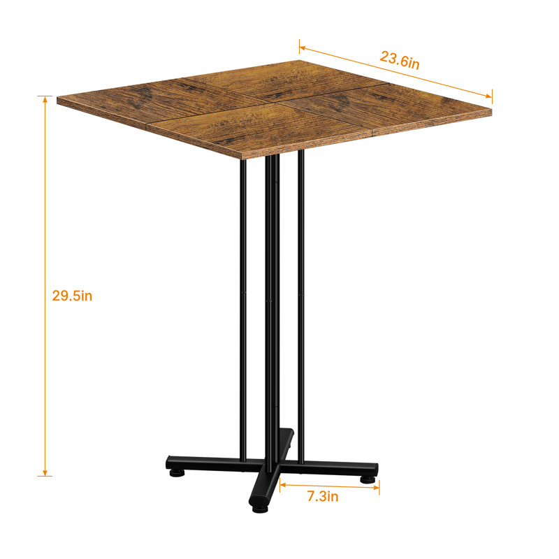 Table carrée de 29,5 po de hauteur pour 4 familles, Bois brun