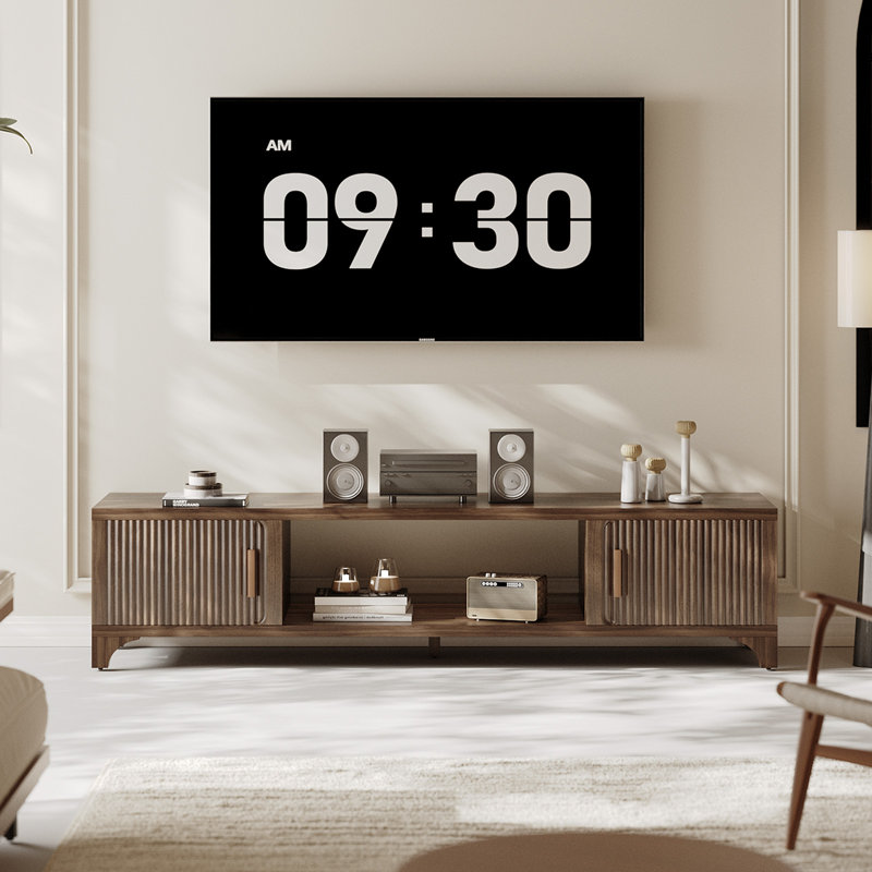 Mid Century Modern Tv Stands For Living Room, Boho Media Console For Bedroom, Tv Entertainment Center With Storage, Wood Television Cabinet