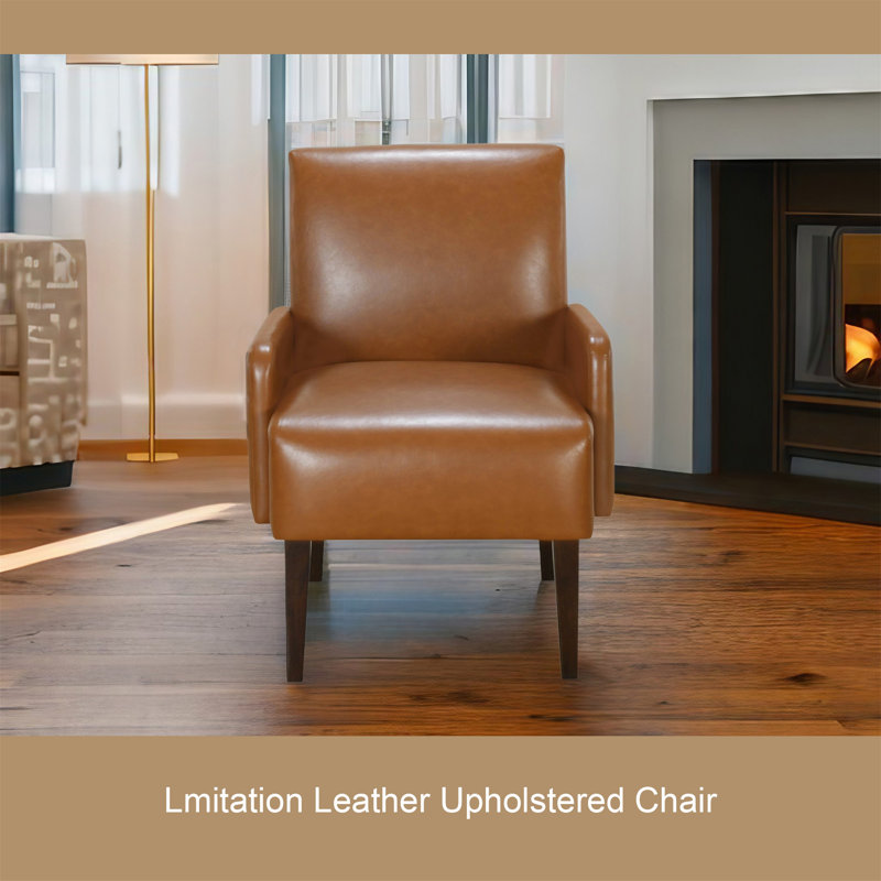 Brown Leather-Like Accent Chair