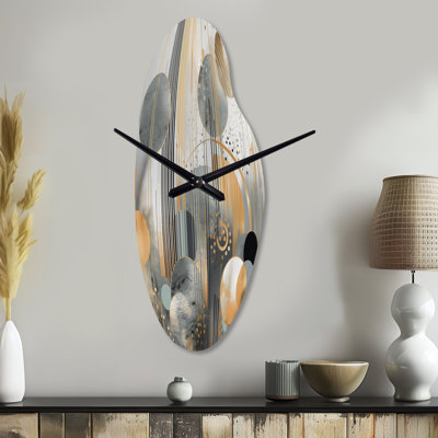 Rainville Abstract Shapes And Lines II - horloge murale asymétrique