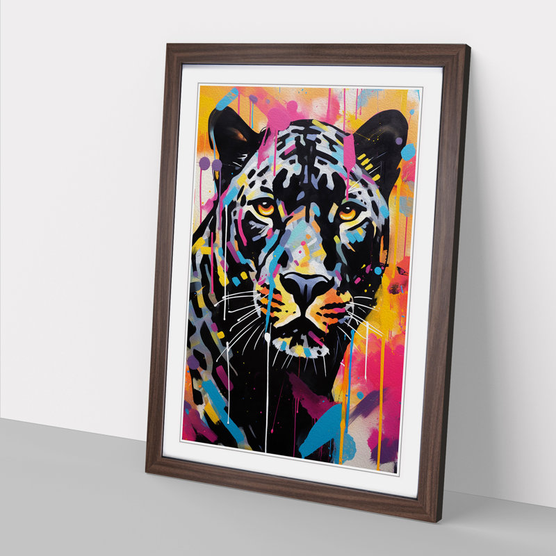 Panther Abstract No.2 - Single Picture Frame Print on Wood, 34cm H x 25cm W x 2" D, Walnut Framed