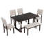 Ensemble de table et chaises de salle à manger 6 pièces avec pieds de forme spéciale et dossiers et coussins recouverts de mousse pour la salle à manger (ensemble de salle à manger)-1372150363
