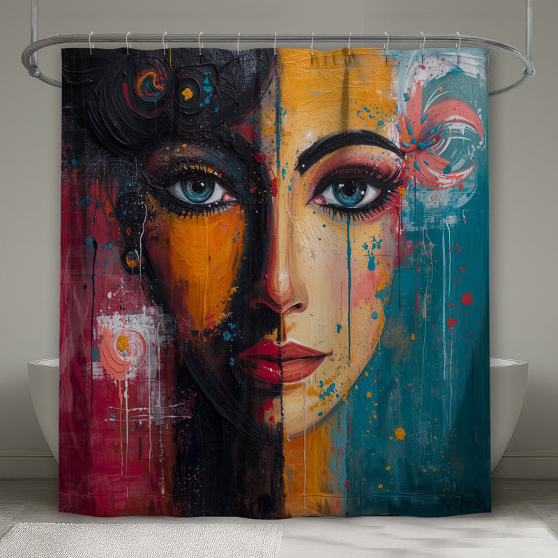 Rideaux de douche colorés à double face très longs, L 70 po x H 93 po