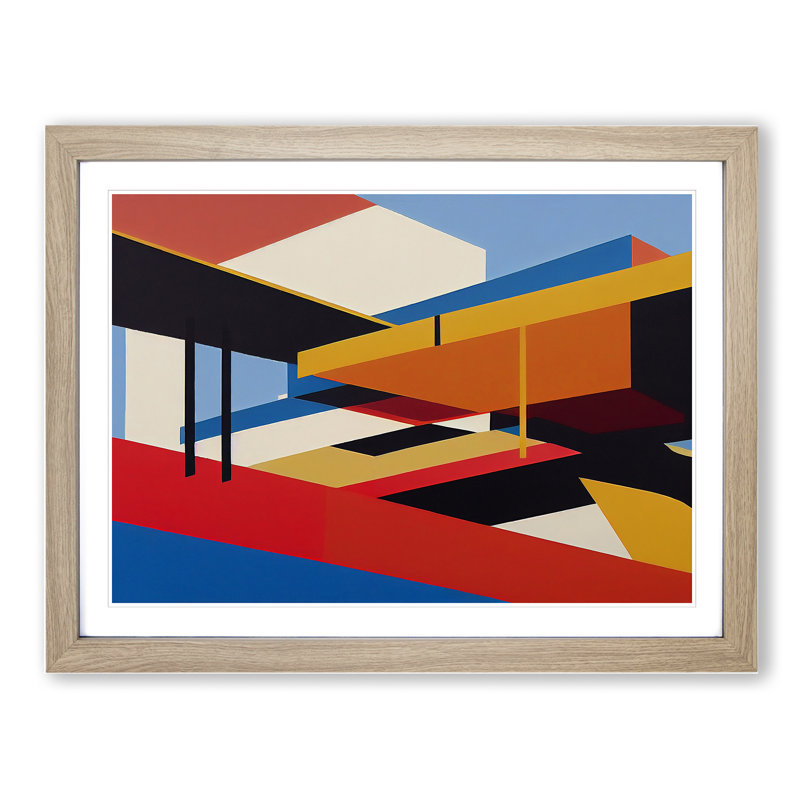 Abstract Bauhaus Vol.4 - Framed Print, 46cm H x 64cm W x 2cm D, Oak