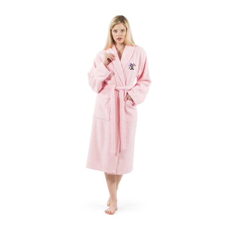 Peignoir brodé en coton unisexe The Holiday Aisle®, TG, Rose