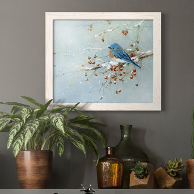 «Blue Bird in Winter», reproduction d'art sur toile encadrée