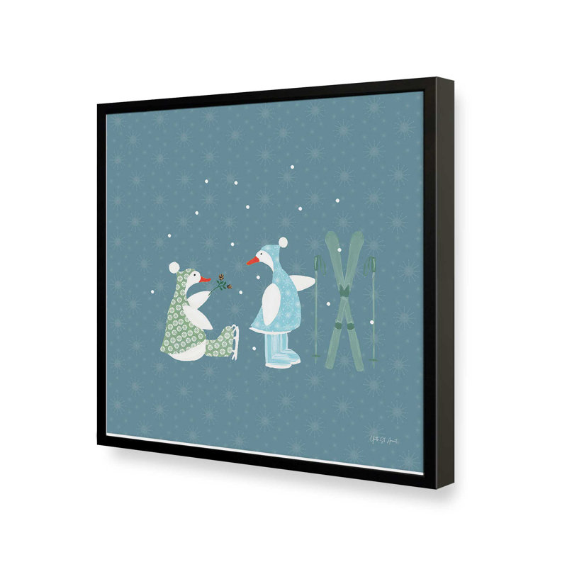 «Ducks in the Snow VII» par Yvette St. Amant, reproduction d'art, H 30 po x l 30 po, Noir