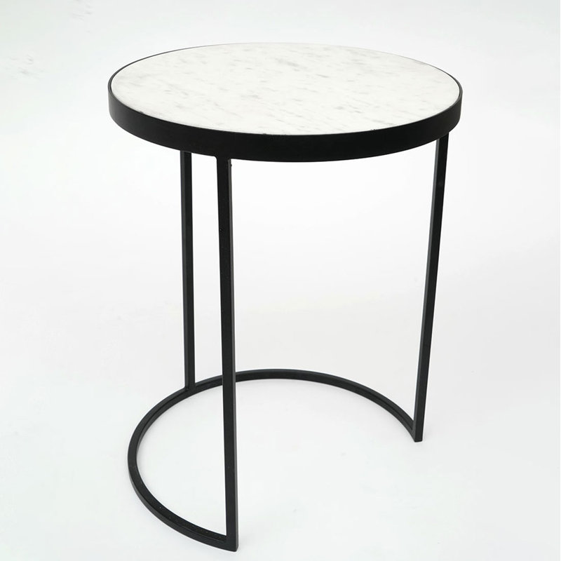 Modern Marble 2 Nesting Tables, Plant Stand, Accent End Table 16" Round