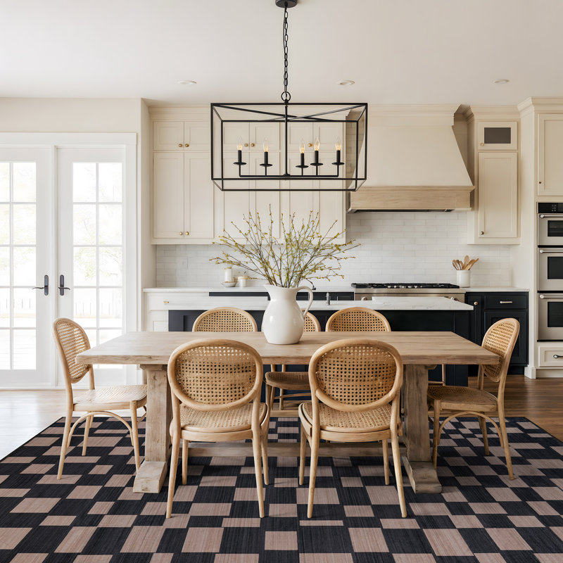 Tapis à carreaux gris ardoise, lavable à la machine, en polyester avec envers antidérapant, 7 pi 10 po x 10 pi