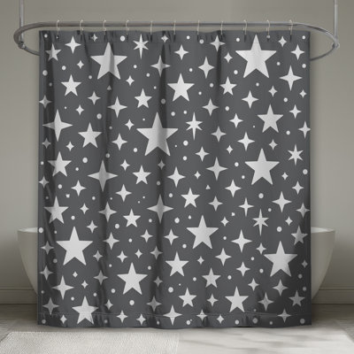 Starry Pattern Gray Shower Curtains Extra Long