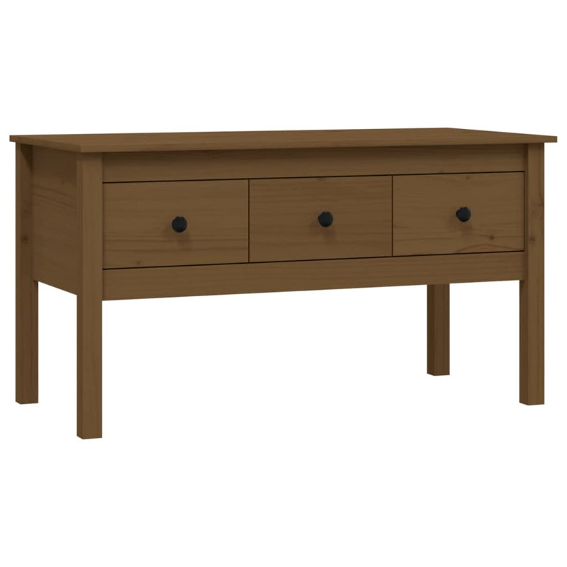 Kishea Solid Wood Coffee Table with Storage, Honey Brown