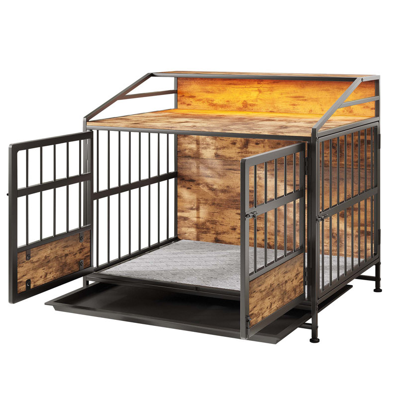 Caisse pour chien polyvalente en bois avec rangement et plusieurs fonctionnalités avancées pour les animaux de compagnie
