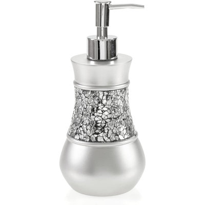 Creative Scents Crackled Glass Silver Hand Soap Dispenser