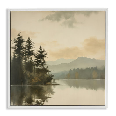 Bb-274 - Paysage de montagne beige encadré sur bois par Irena Orlov