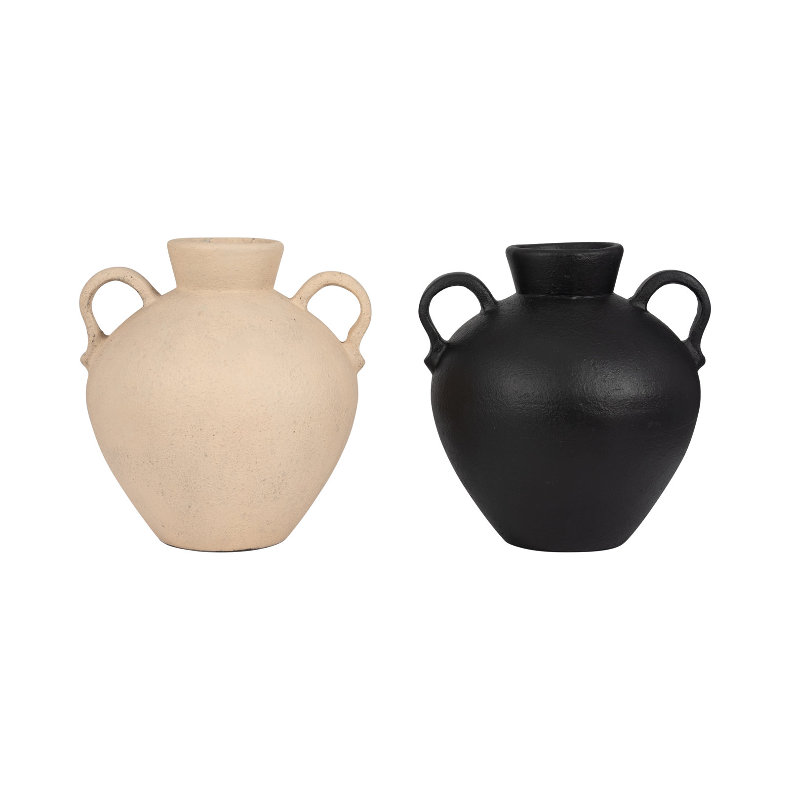 Bronsyn Handcrafted Terracotta Table Vase, Textured Black