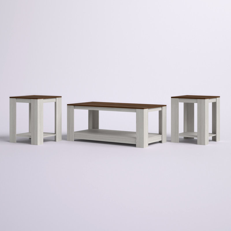Ensemble de tables basses 3 pièces Chasity, Brun / Gris clair