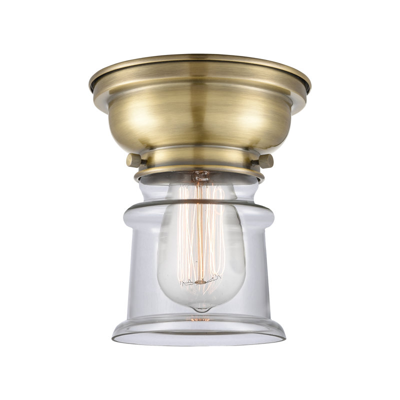 Plafonnier encastré 1 lumière 6,25 po Canton, Laiton antique, Transparent, Ampoule DEL 6 watts Vinage