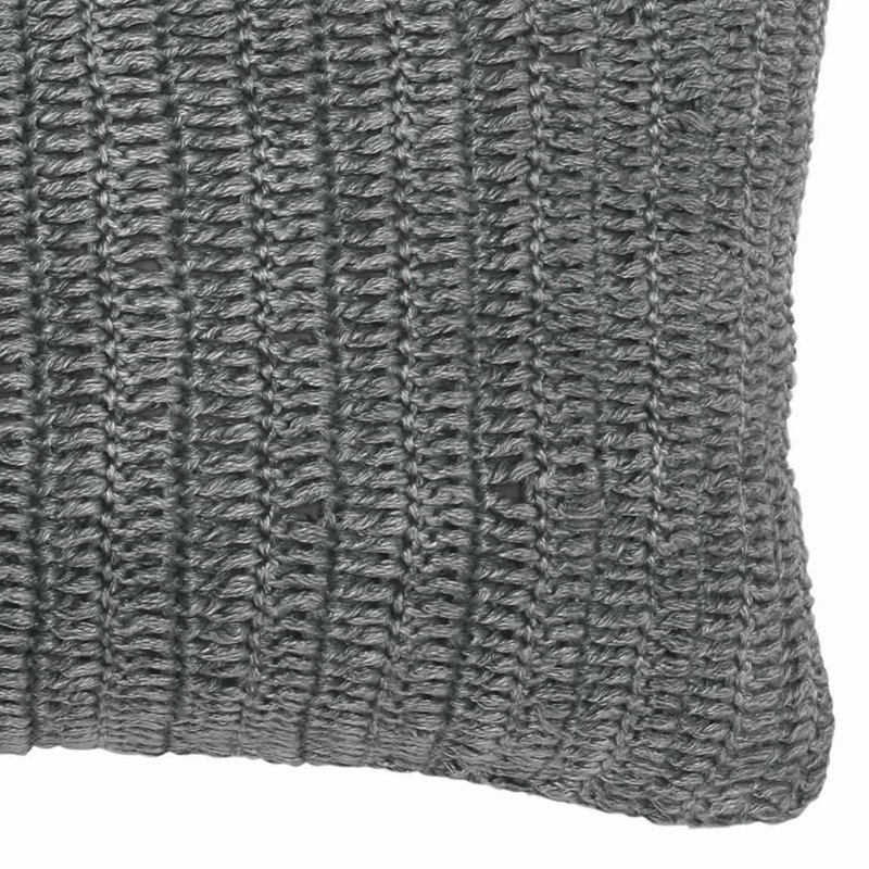 Nakeya Knitted Linen Throw Pillow, Gray, 14" x 26", Rectangle
