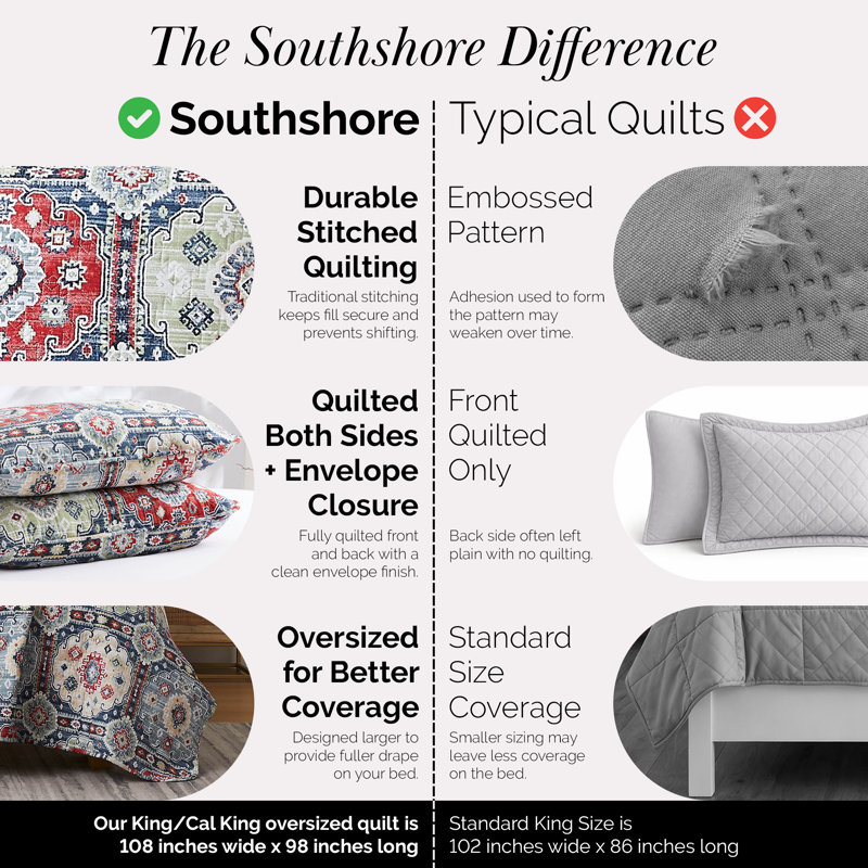 Kilim Oversized easy care lightweight Quilt Set by Southshore Fine Linens, null, null