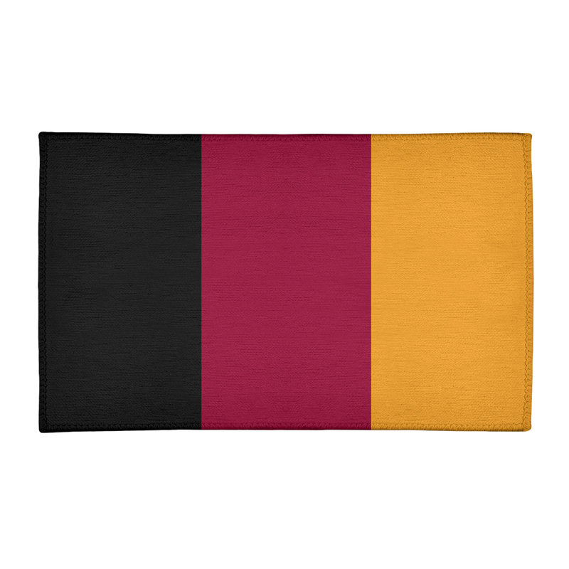Tapis noir rayé/rouge/jaune, Rectangle 3 pi x 5 pi