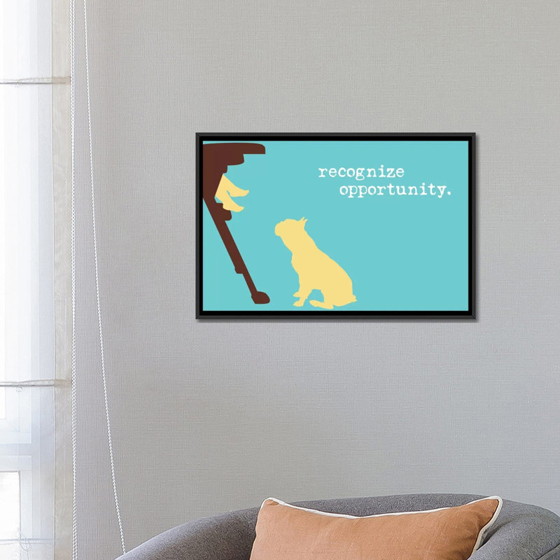 « opportune i », impression sur toile, H 18 po x l 26 po x P 1,5 po, Toile avec cadre noir, Pas de tapis