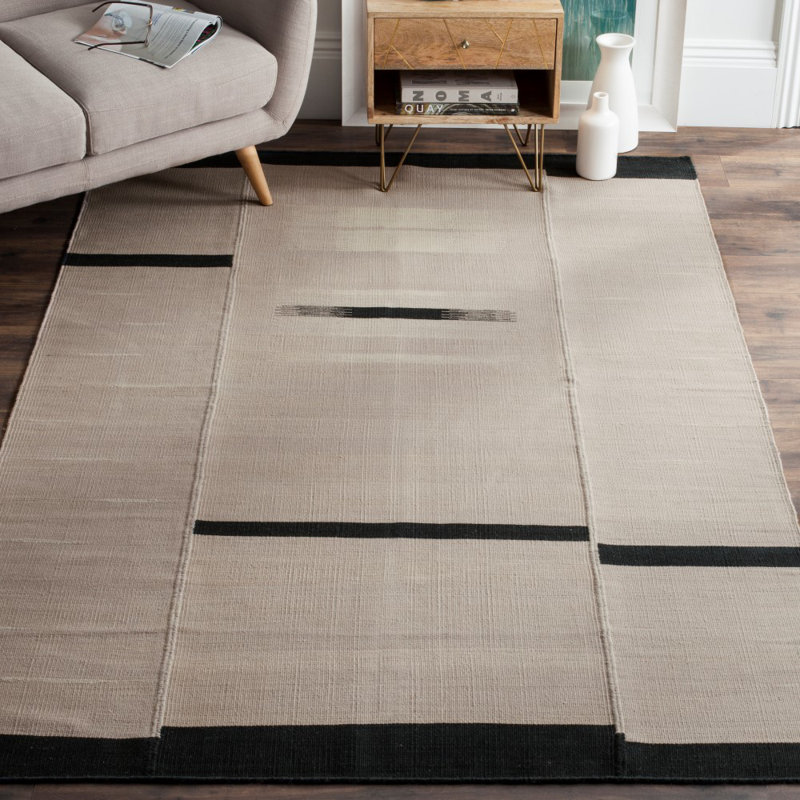 Tapis abstrait en laine tissé à la main Atlin, Rectangle 4 pi x 6 pi