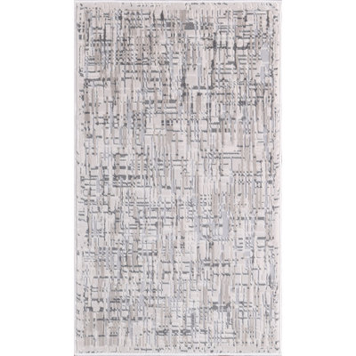 Parkwoods Collection Abstract Hash Design Neutral Area Rug