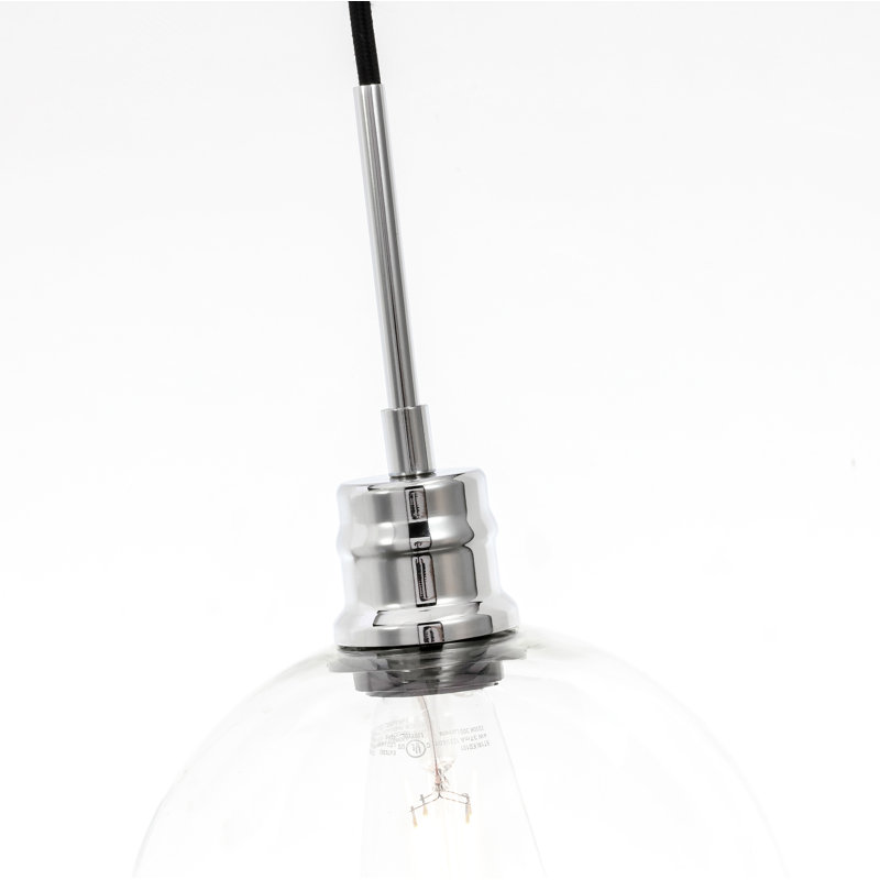 Luminaire suspendu sphérique 1 lumière Hammel, Chrome, H 14,8 po x l 12,5 po x P 12,5 po