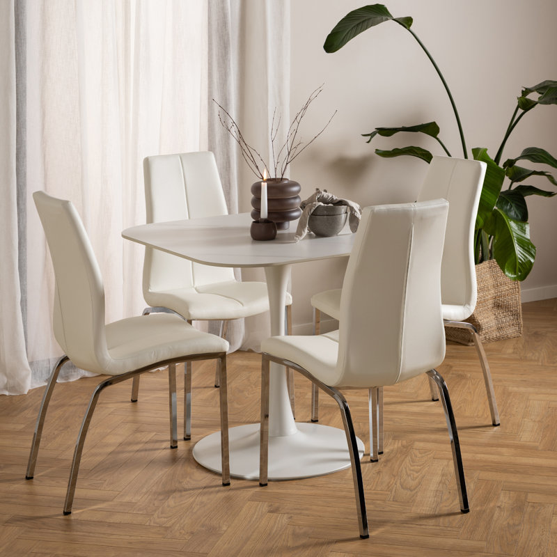 Ceramic Square Dining Table, White