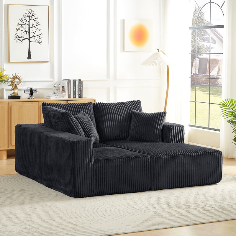 Canapé modulaire modulaire, Gris foncé, Orienté à droite