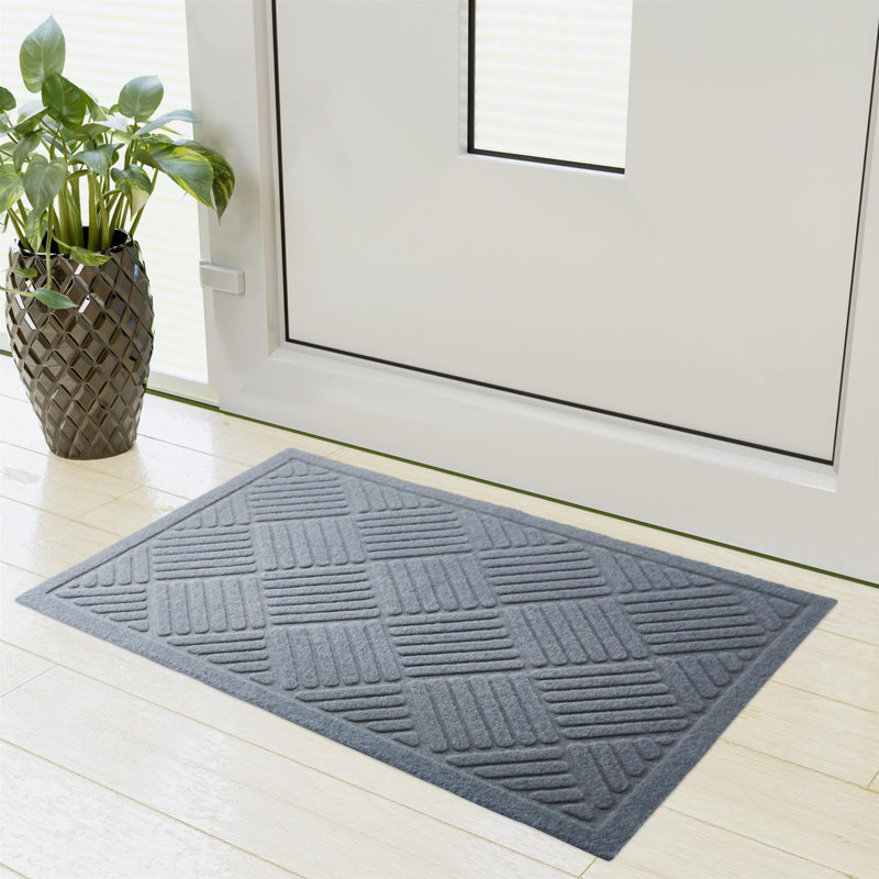 Boothby Non-Slip Geometric Indoor Doormat, Grey