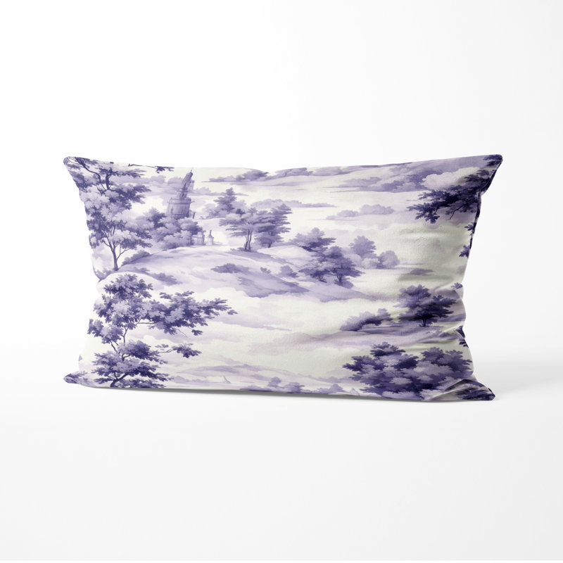 Coussin French Country - Coussin imprimé violet pastel, H 12 po x l 20 po