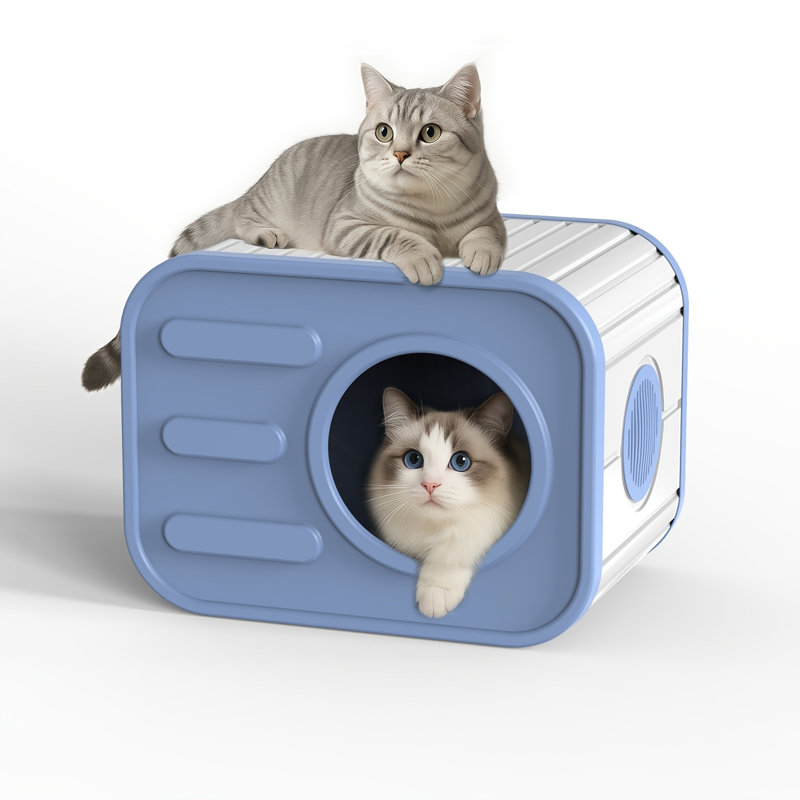Insulated Outdoor Cat House Waterproof, Blue