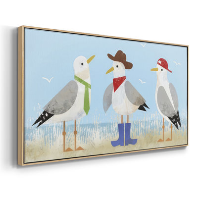 Sassy Seagull Trio II- Framed Gallery Wrapped Canvas -Ready to Hang
