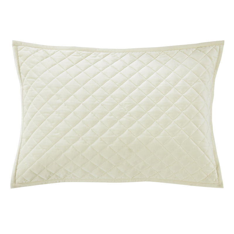 Velvet Diamond Solid Color Quilted Modern Contemporary Pillow Sham Set, Cream, King