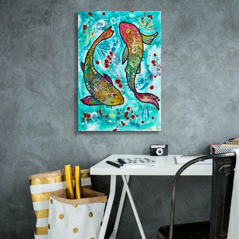«Pisces Fish» par Dean Russo, art mural sur toile, H 26 po x l 18 po x P 0,75 po