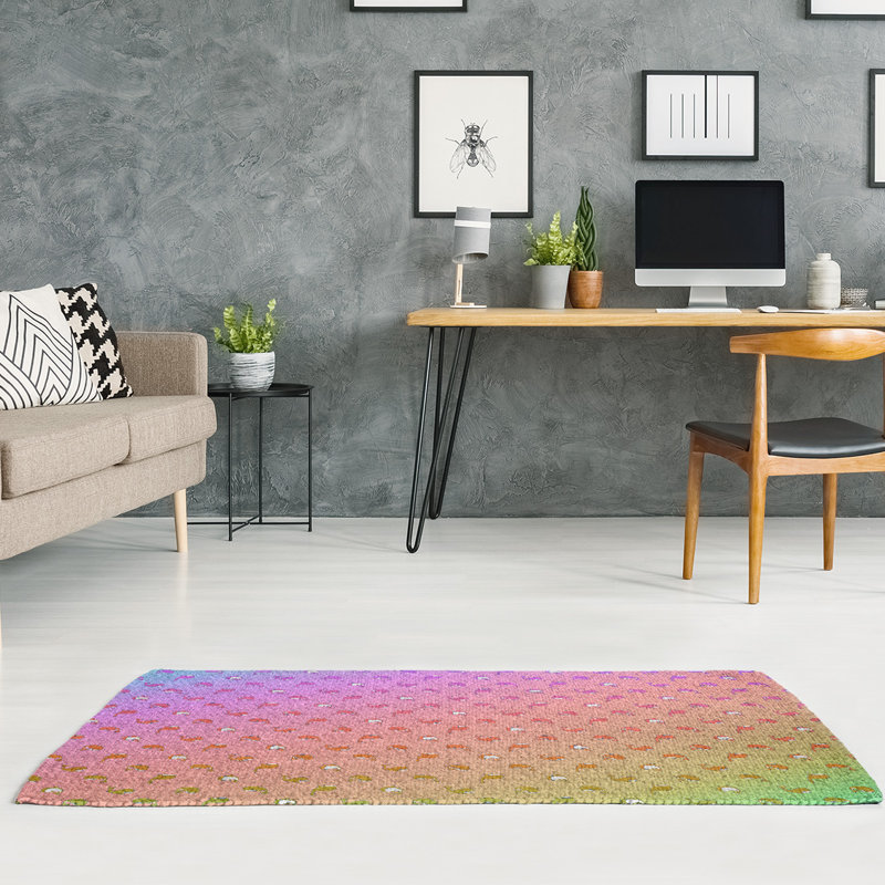 Tapis saumon/rose/bleu baleines, Rectangle 4 pi x 6 pi