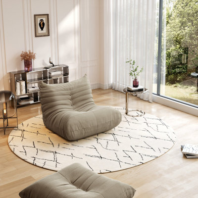Compression Fireside Chair Bean Bag Chair Lazy Floor Sofa, Armless Foam Sofa Lounger Tatami Recliner Sofa For Living Room Bedroom Dorm Office