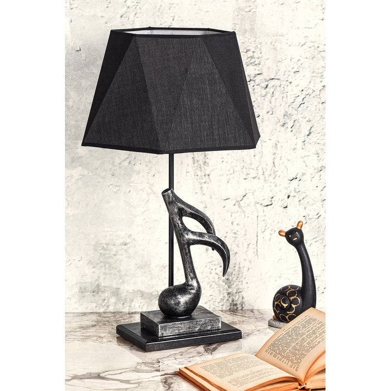 Lampe de table en métal, Argent / noir, Noir