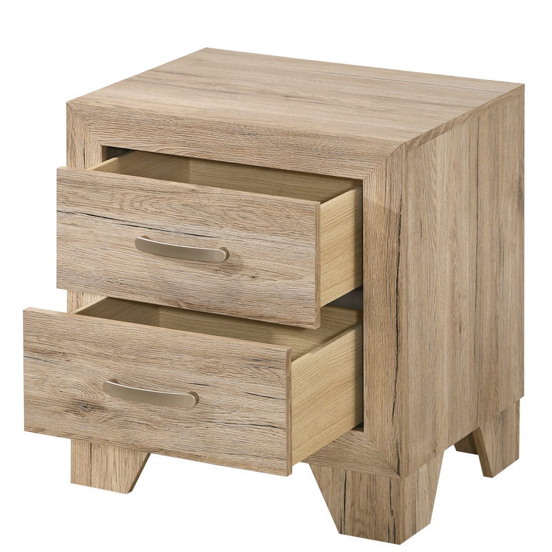Table de chevet 2 tiroirs Grider, Naturel