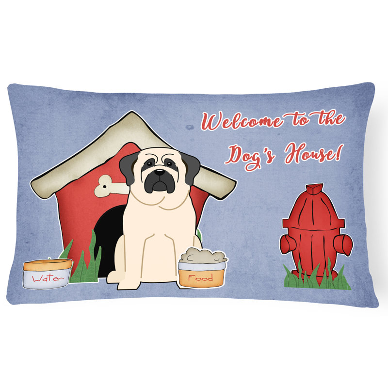 Coussin lombaire intérieur/extérieur à rectangle moderne dog house, blanc