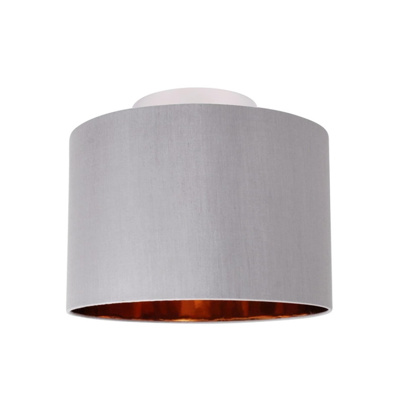 Fumiko Fabric Semi Flush Mount, Grey/Copper