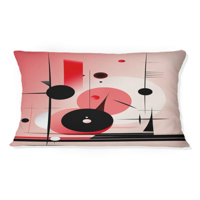 In The Know Circular Geometrics Black And Pink - Abstract Geometric Printed Throw Pillow