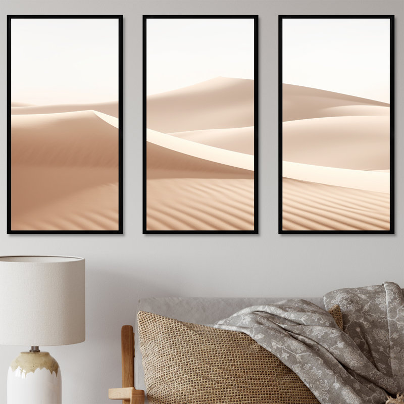 «Desert Sands Of Slumber Dreams II - Minimalisme», ensemble d'impression d'art mural, Cadre flottant noir