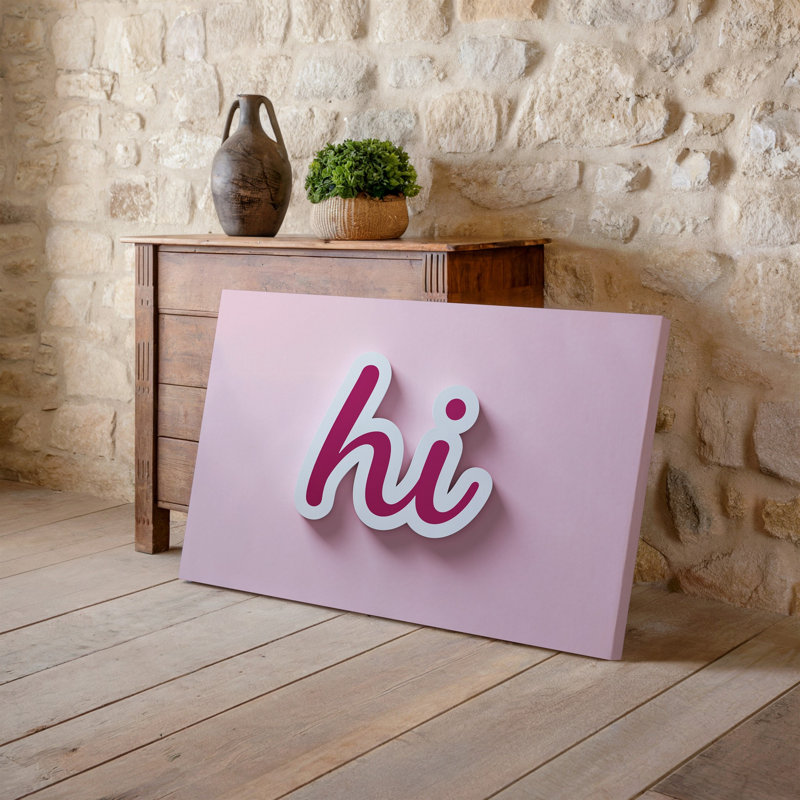 Toile, "Design Hi Vibrant", présentant le mot «Hi In In Wall Art», une police ludique et audacieuse, les lettres devraient être un mélange pour l'art mural moderne sur toile