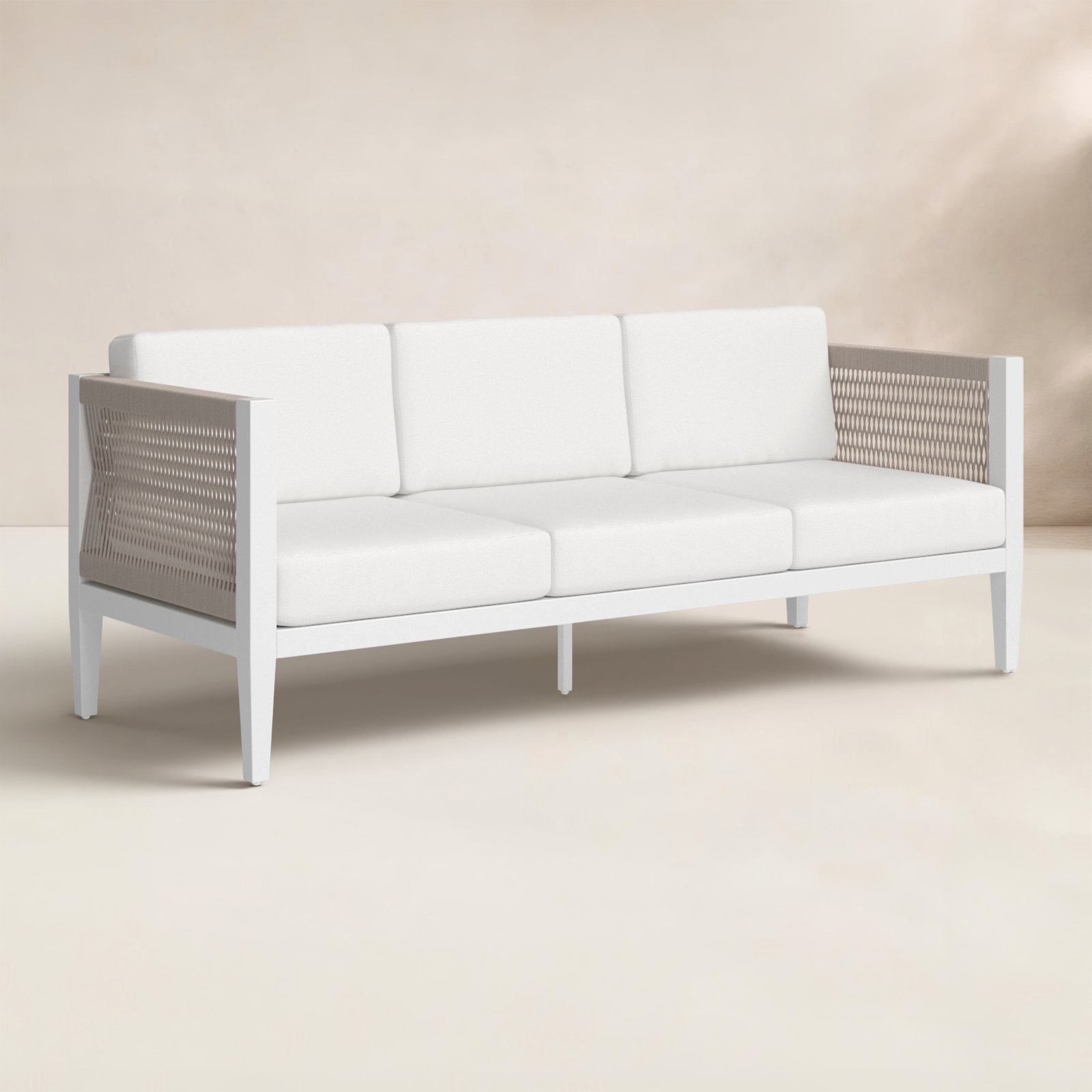 Lilah White Aluminum 3 Seater Sofa
