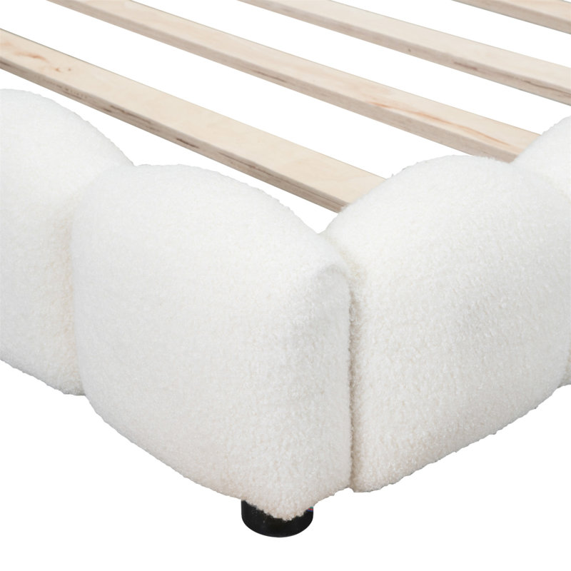 Lit plateforme tapissier Aderyn, Blanc