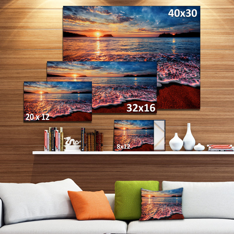 Reproduction de photo, "Peaceful Evening Beach", impression sur toile côtière, H 16 po x l 32 po, Toile tendue, Sans cadre