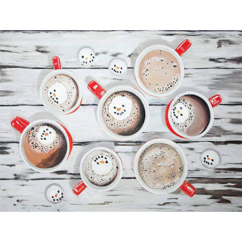 Fêtes chocolat chaud - décor de toile rouge rustique encadré, H 49,25 po x l 37,25 po